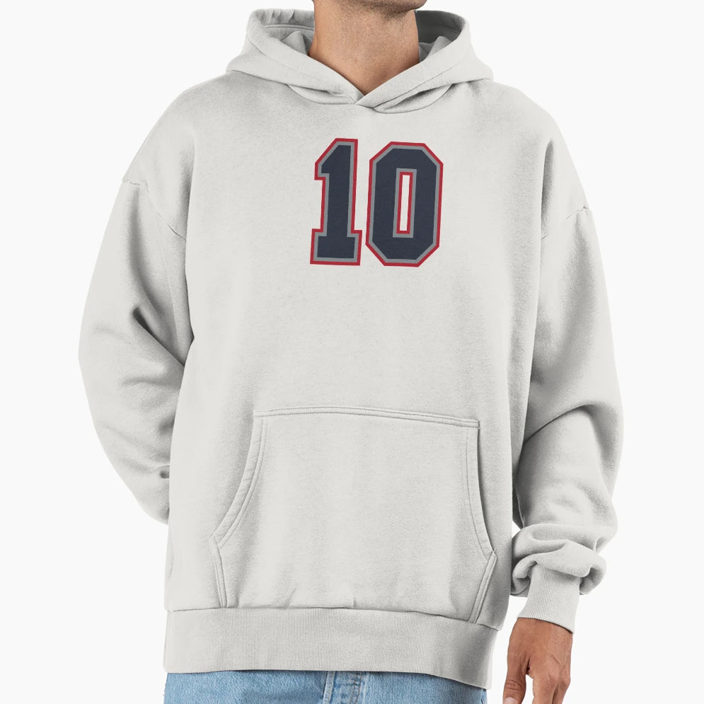 10 Navy Grey Red Sports Number Ten Hoodie - Novelty Apparel for Adults - T-Shirt, Sweatshirt, Hoodie