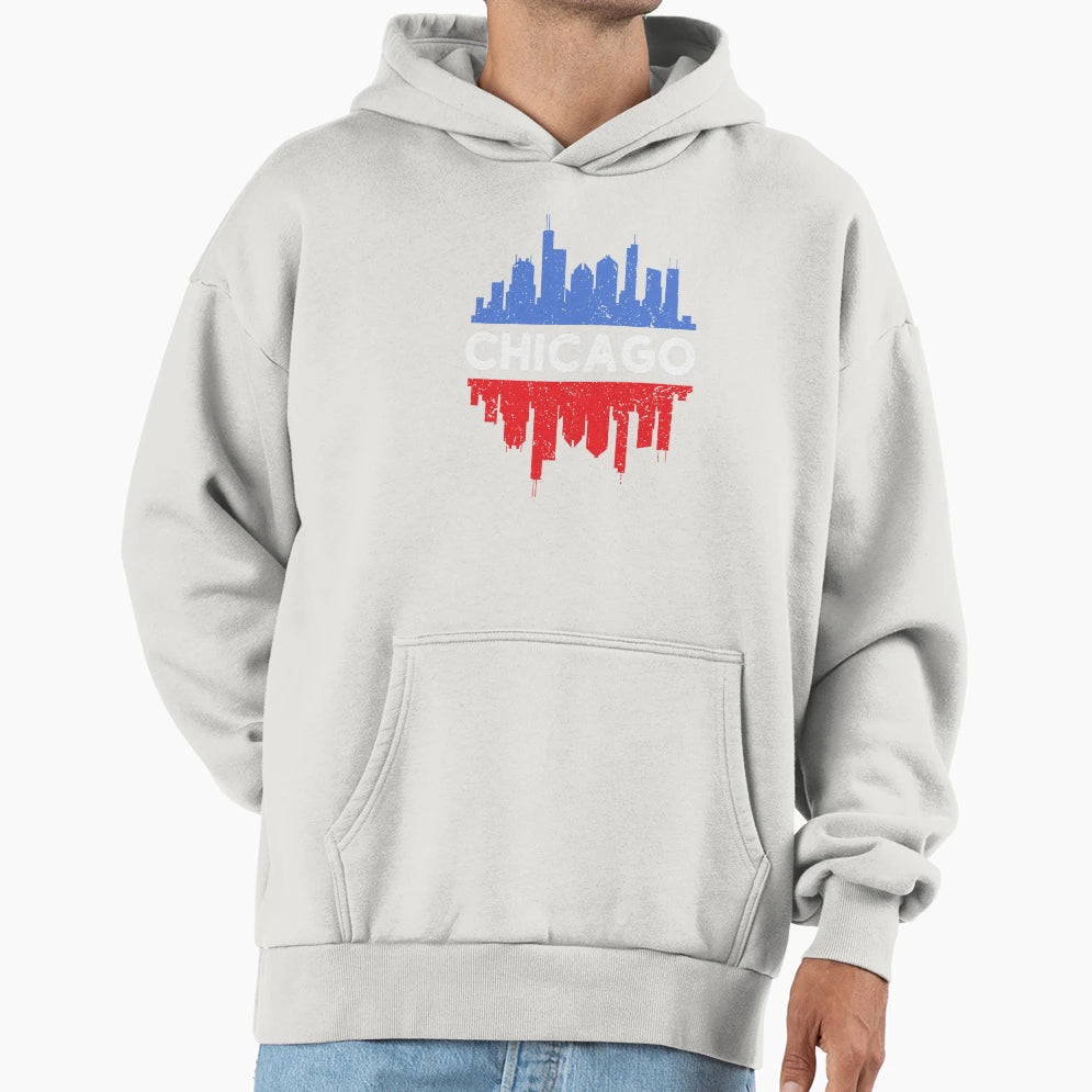 Chicago City Skyline Puerto Rican Hoodie - Custom Art Print for Adults - T-Shirt, Sweatshirt, Hoodie