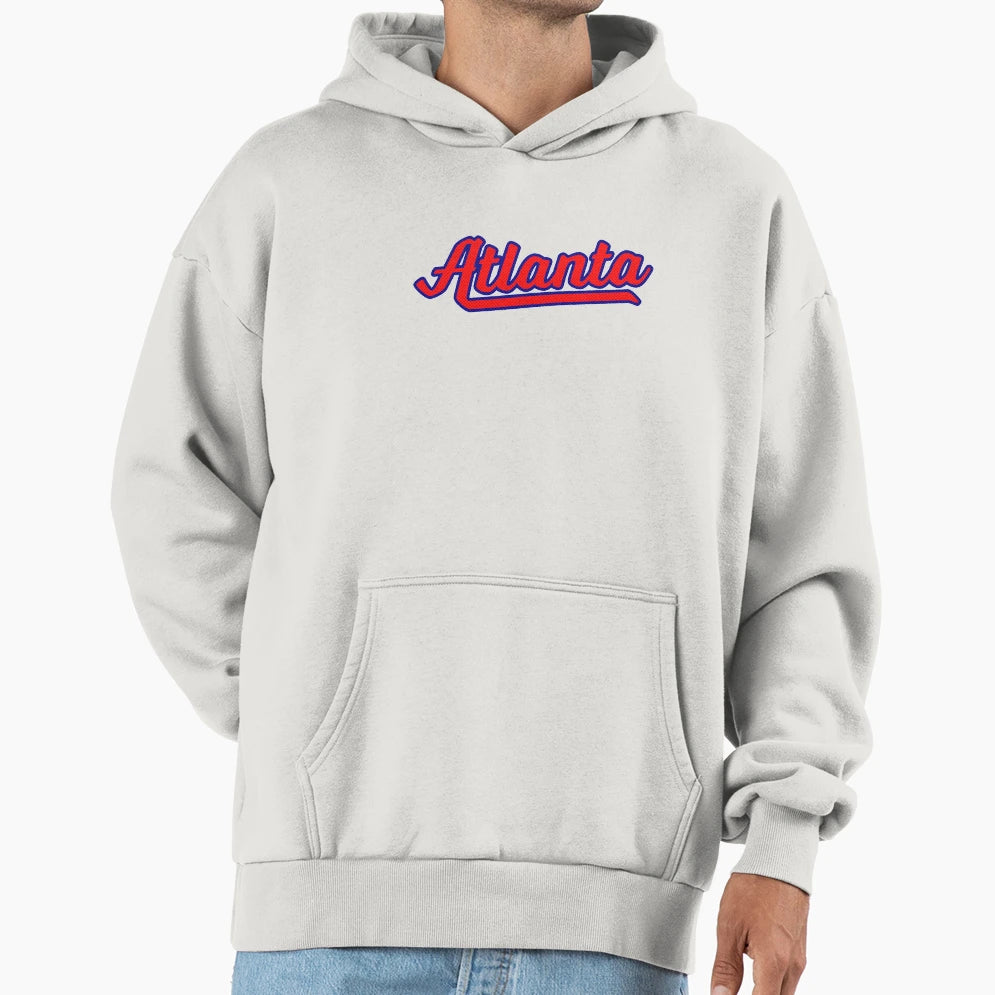 Atlanta Ga Sports Script Logo Red And Hoodie - Minimalist Print Men Women - T-Shirt, Sweatshirt, Hoodie