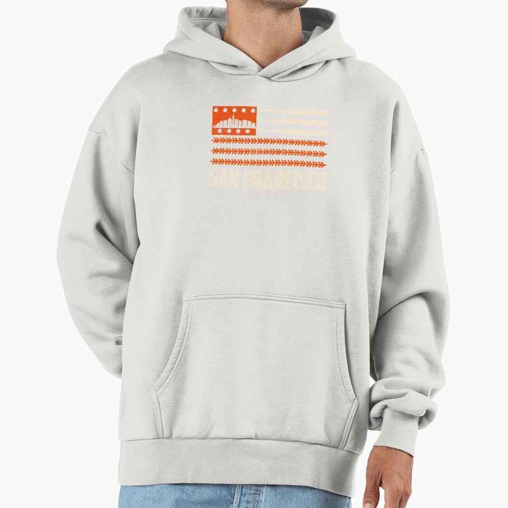San Francisco Baseball Flag Patriotic Hoodie - Unique Graphic Men Women - T-Shirt, Sweatshirt, Hoodie