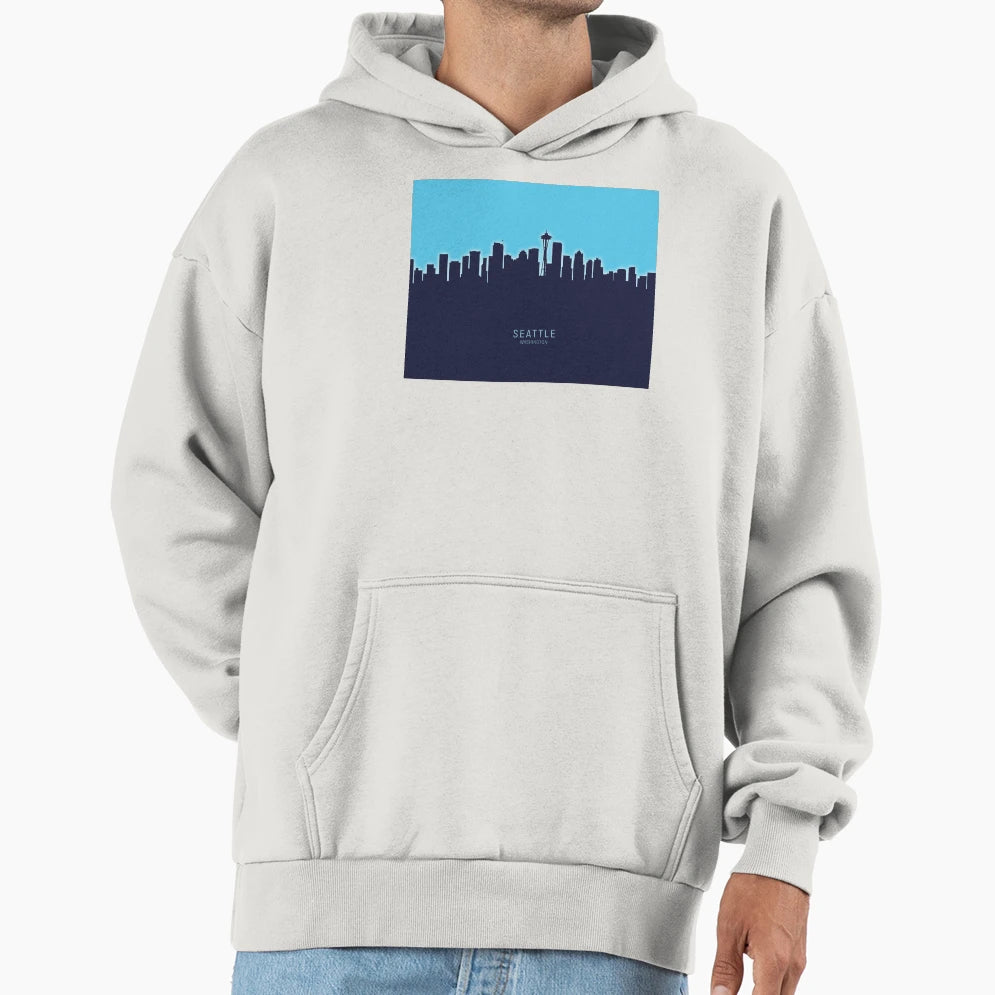 Seattle Washington Skyline Hoodie - Custom Art Print Men Women - T-Shirt, Sweatshirt, Hoodie