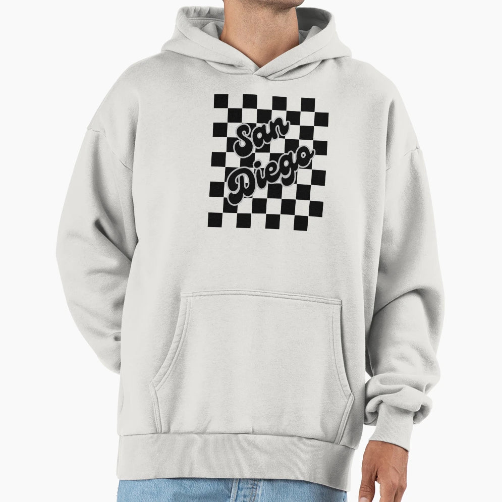 San Diego Black White Checkers Hoodie - Aesthetic Graphic Unisex - T-Shirt, Sweatshirt, Hoodie
