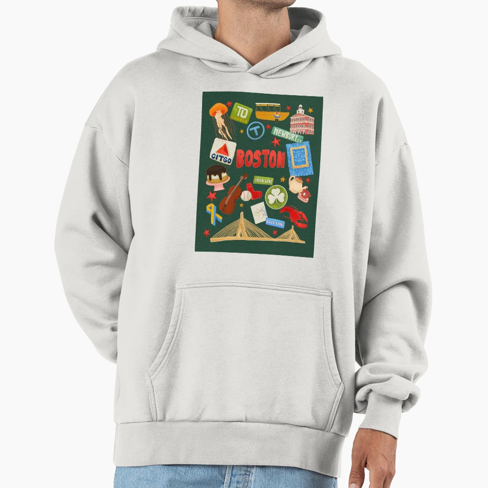 Boston Icons Hoodie - Streetwear Style Unisex - T-Shirt, Sweatshirt, Hoodie