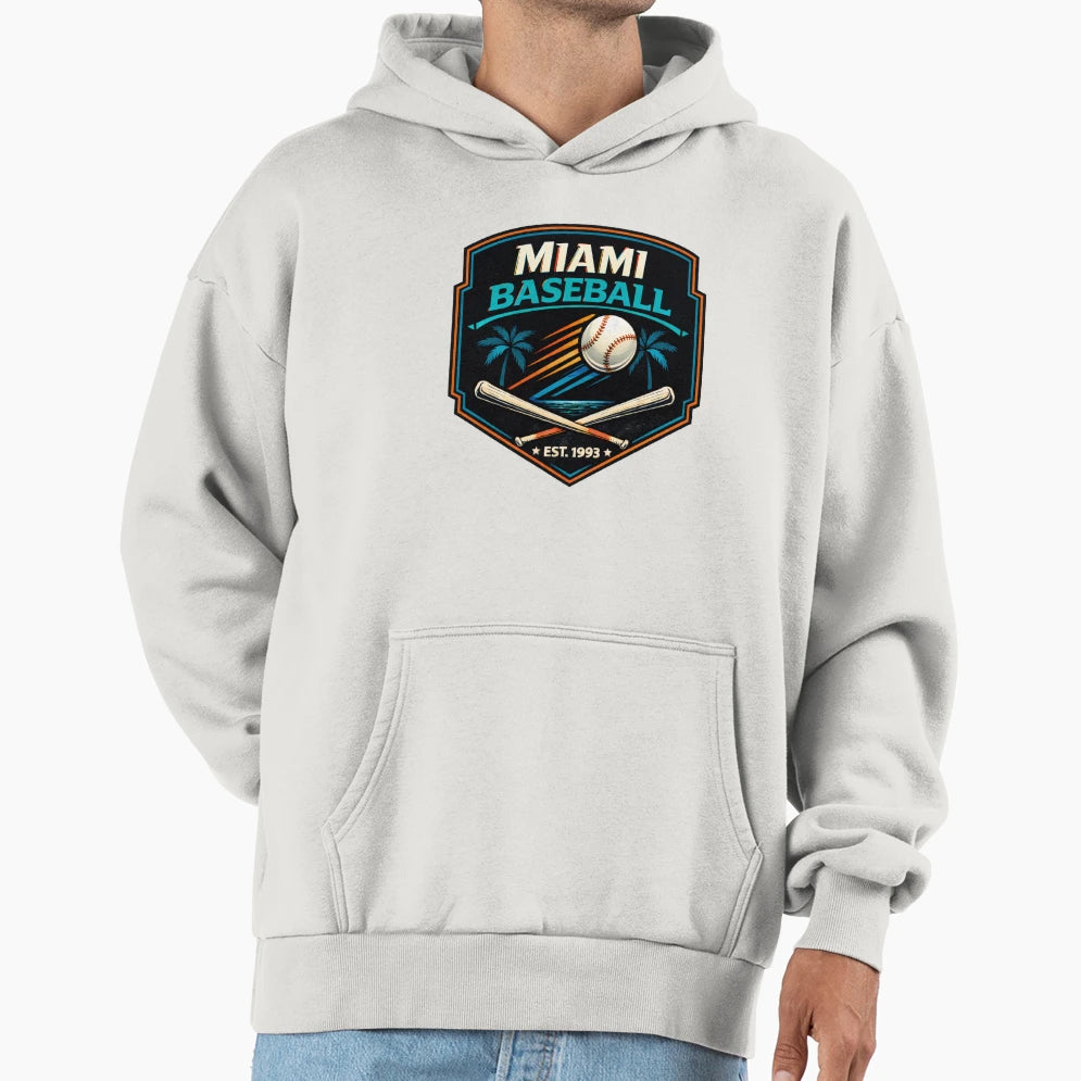 Miami Baseball Est 1993 Modern Teal T-Shirt - Custom Art Print Men Women - T-Shirt, Sweatshirt, Hoodie