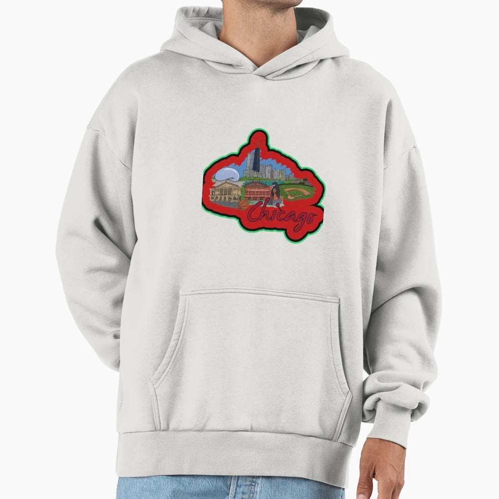 Chicago City Iconic Architecture And Hoodie - Trendy Graphic Unisex - T-Shirt, Sweatshirt, Hoodie