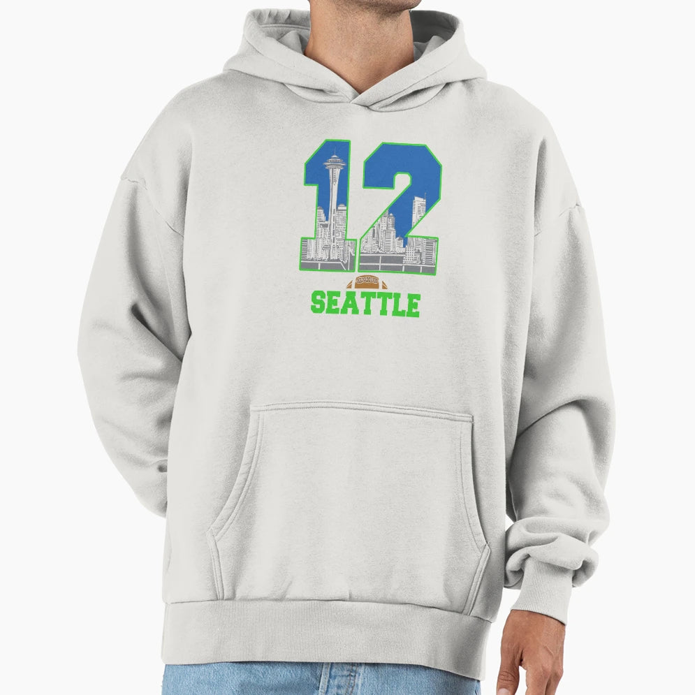 Seattle Football 12 Fans Seattle Hoodie - Minimalist Print Men Women - T-Shirt, Sweatshirt, Hoodie