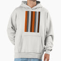 Orange White Stripes Black Background Hoodie - Aesthetic Graphic Men Women - T-Shirt, Sweatshirt, Hoodie