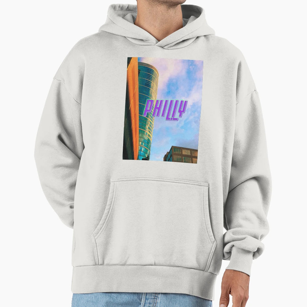 Sunset Market Street Philly Hoodie - Novelty Apparel Unisex - T-Shirt, Sweatshirt, Hoodie