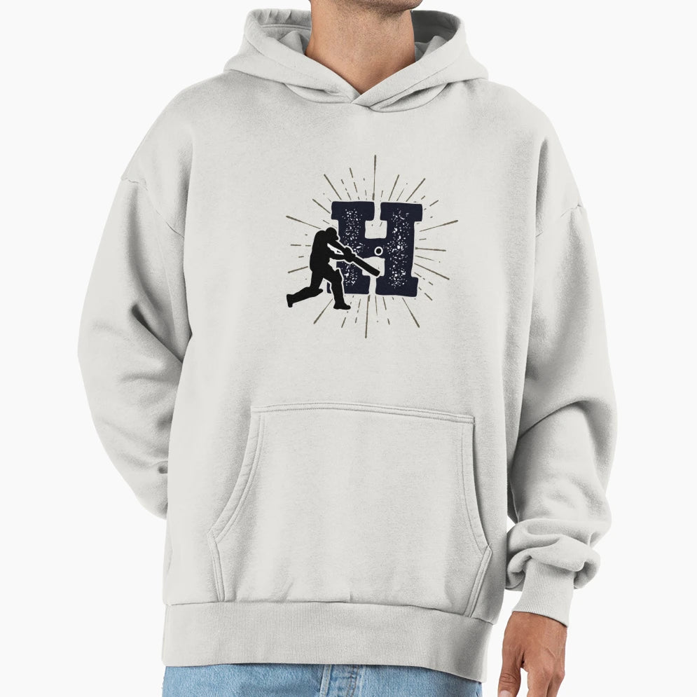 Monogram H Cricket Batter Sunburst T-Shirt - Trendy Graphic Men Women - T-Shirt, Sweatshirt, Hoodie
