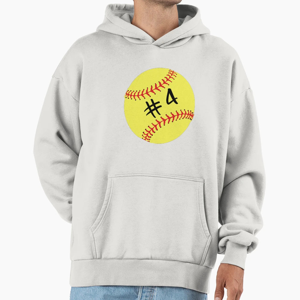 Softball Player Back No Number 4 Hoodie - Minimalist Print for Adults - T-Shirt, Sweatshirt, Hoodie