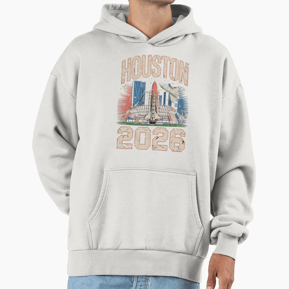 Houston 2026 Space Shuttle Football T-Shirt - Custom Art Print for Adults - T-Shirt, Sweatshirt, Hoodie