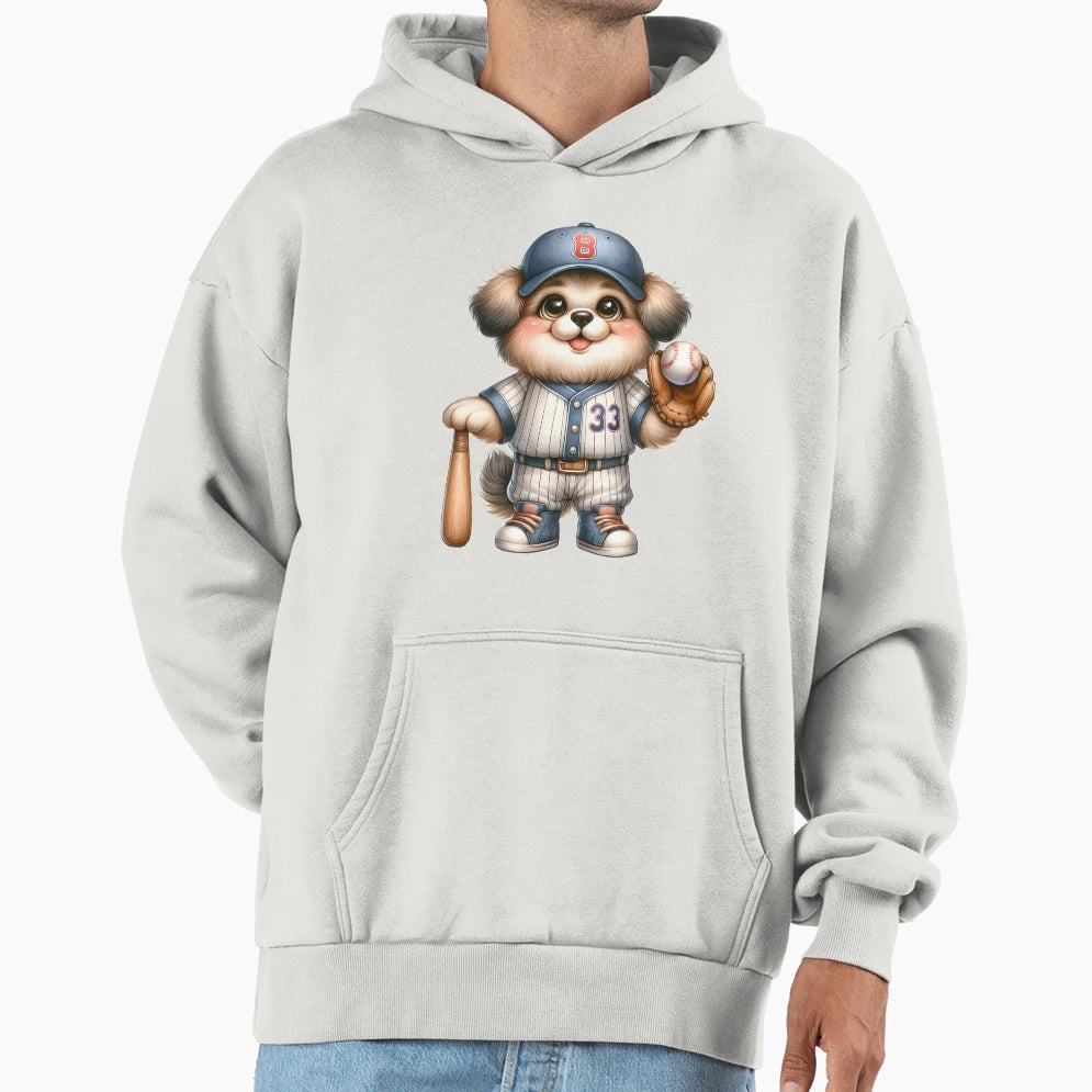 Funny Animals Baseball Graphics Dog Hoodie - Casual Everyday Wear Unisex - T-Shirt, Sweatshirt, Hoodie