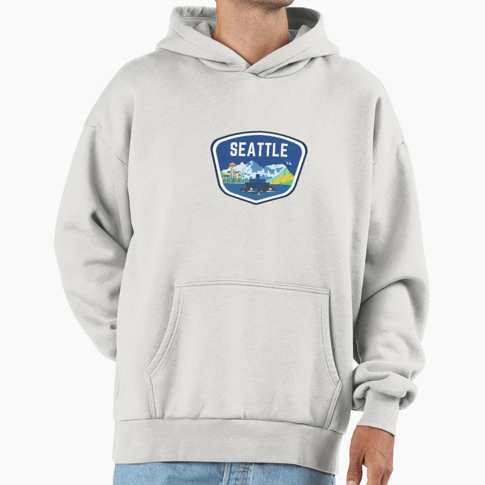 Seattle Badge Hoodie - Unique Graphic for Adults - T-Shirt, Sweatshirt, Hoodie