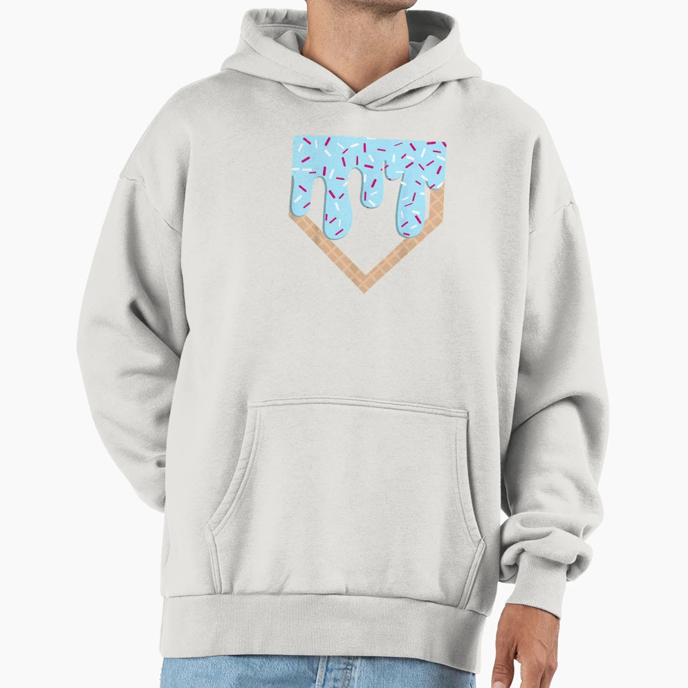 Baseball Ice Cream Dripping Baseball Hoodie - Unique Graphic Men Women - T-Shirt, Sweatshirt, Hoodie