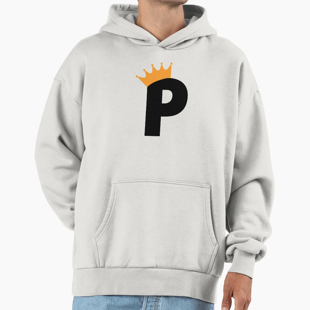 Crowned Monogram Letter P Hoodie - Minimalist Print for Adults - T-Shirt, Sweatshirt, Hoodie