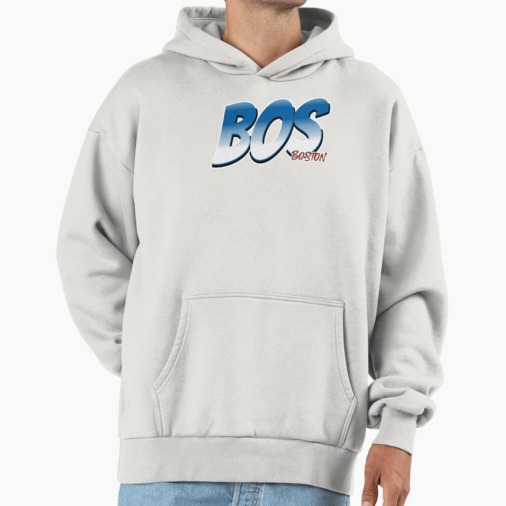 Bos Boston Iata Airport Code Hoodie - Trendy Graphic Unisex - T-Shirt, Sweatshirt, Hoodie