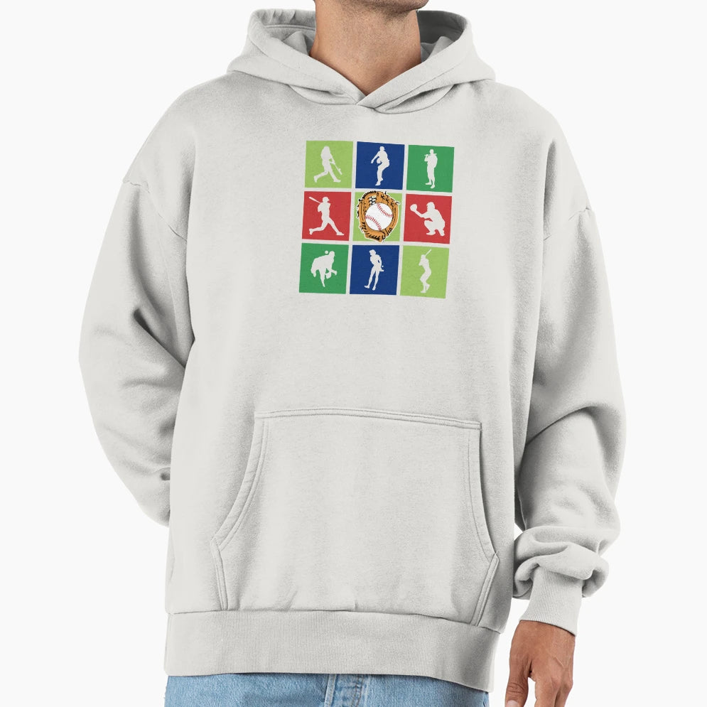 Baseball Pop Art Like Players Shapes Hoodie - Aesthetic Graphic Unisex - T-Shirt, Sweatshirt, Hoodie