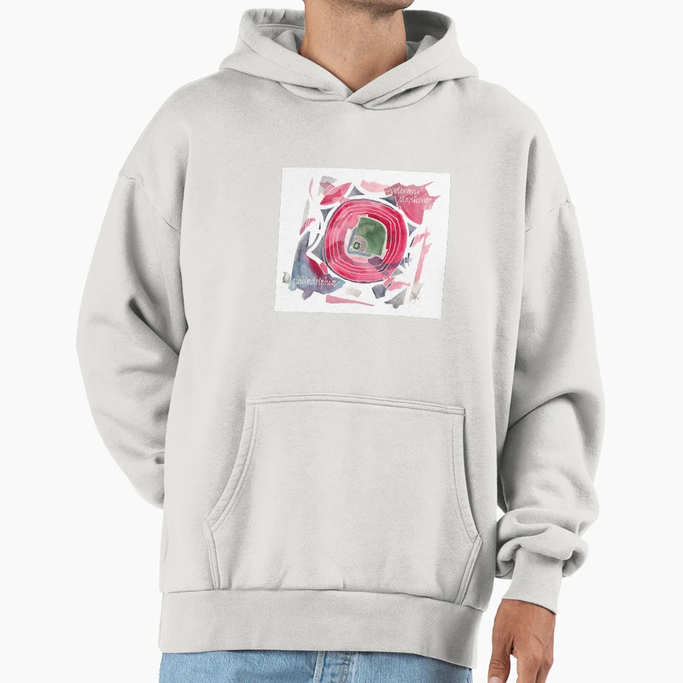 Old Veterans Stadium Watercolor Map Hoodie - Streetwear Style Unisex - T-Shirt, Sweatshirt, Hoodie