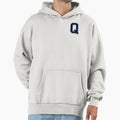 Navy Blue Letter Q Initial Monogram Hoodie - Aesthetic Graphic for Adults - T-Shirt, Sweatshirt, Hoodie