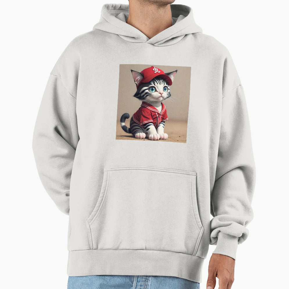 Baseball Cat Hoodie - Streetwear Style Men Women - T-Shirt, Sweatshirt, Hoodie