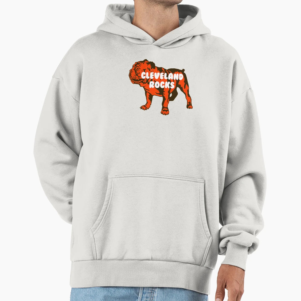 Cleveland Rocks Bulldog Hoodie - Minimalist Print for Adults - T-Shirt, Sweatshirt, Hoodie
