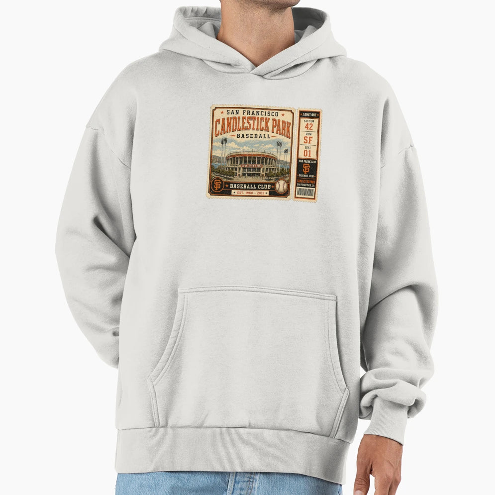 San Francisco Baseball Ticket Stub Hoodie - Minimalist Print Men Women - T-Shirt, Sweatshirt, Hoodie