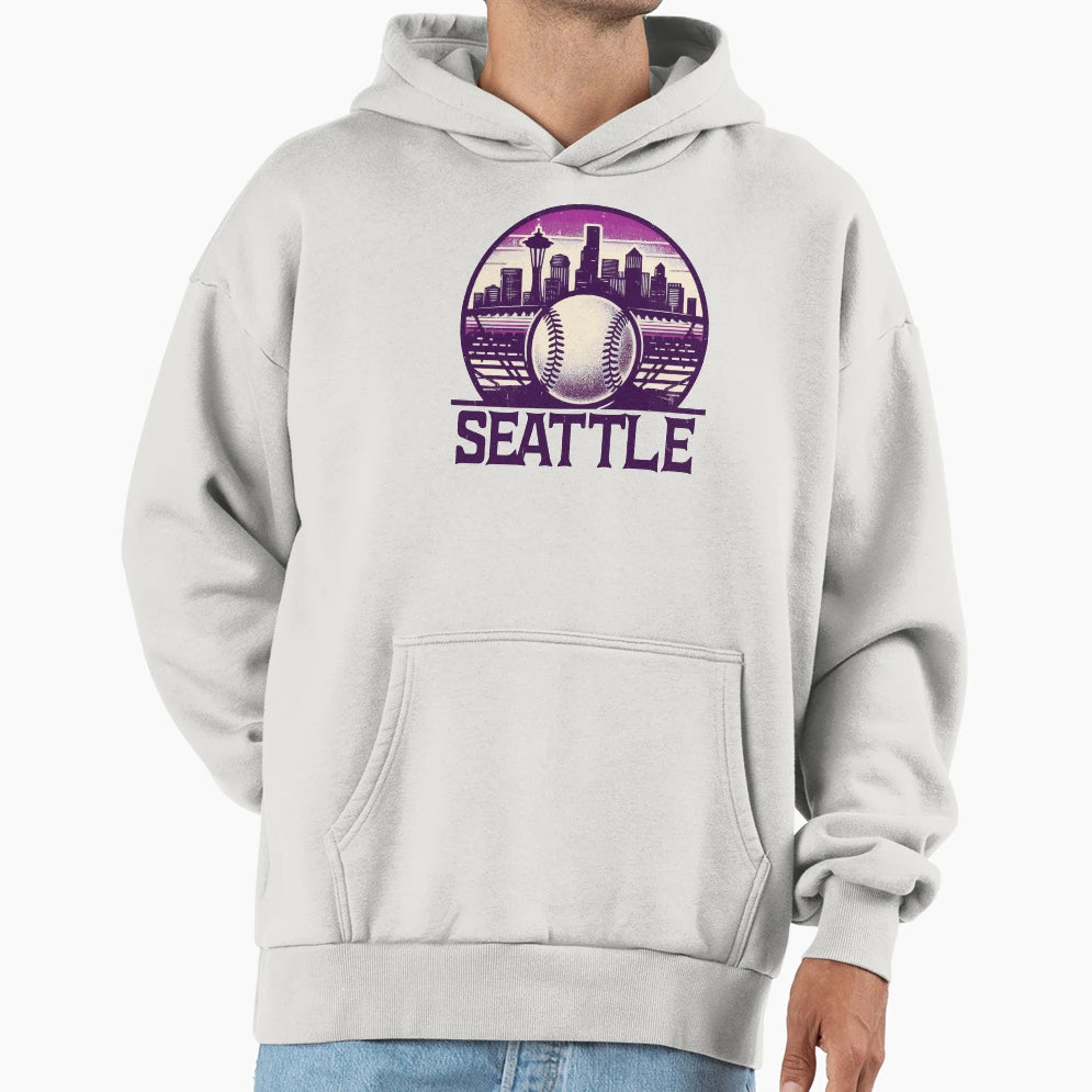 Purple Seattle City Baseball Hoodie - Casual Everyday Wear for Adults - T-Shirt, Sweatshirt, Hoodie