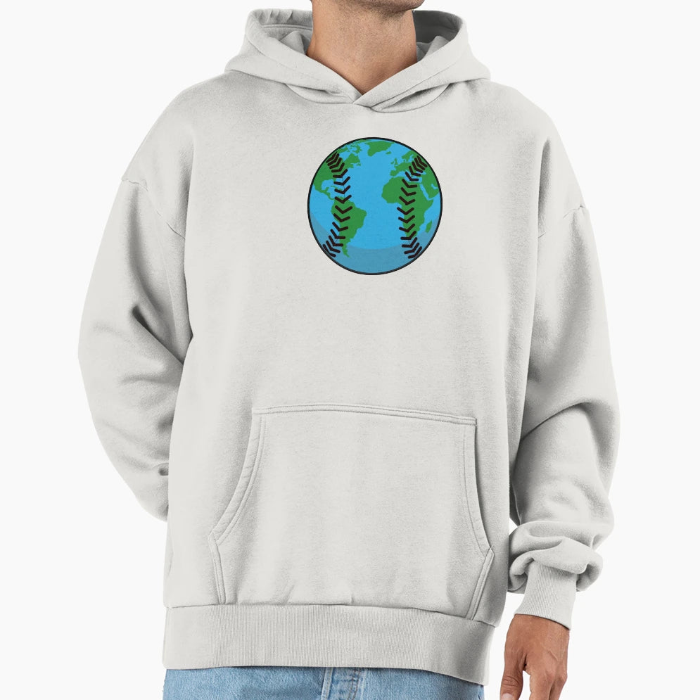 Baseball Earth Planet Hoodie - Aesthetic Graphic for Adults - T-Shirt, Sweatshirt, Hoodie