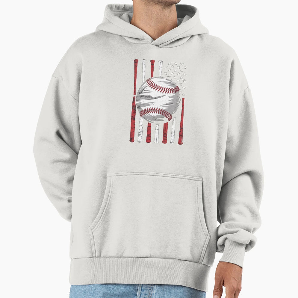 Baseball Usa Flag American Flag Hoodie - Minimalist Print Unisex - T-Shirt, Sweatshirt, Hoodie