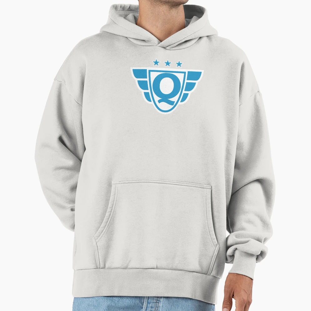 Superhero Letter Q Stars And Wings Hoodie - Trendy Graphic Unisex - T-Shirt, Sweatshirt, Hoodie