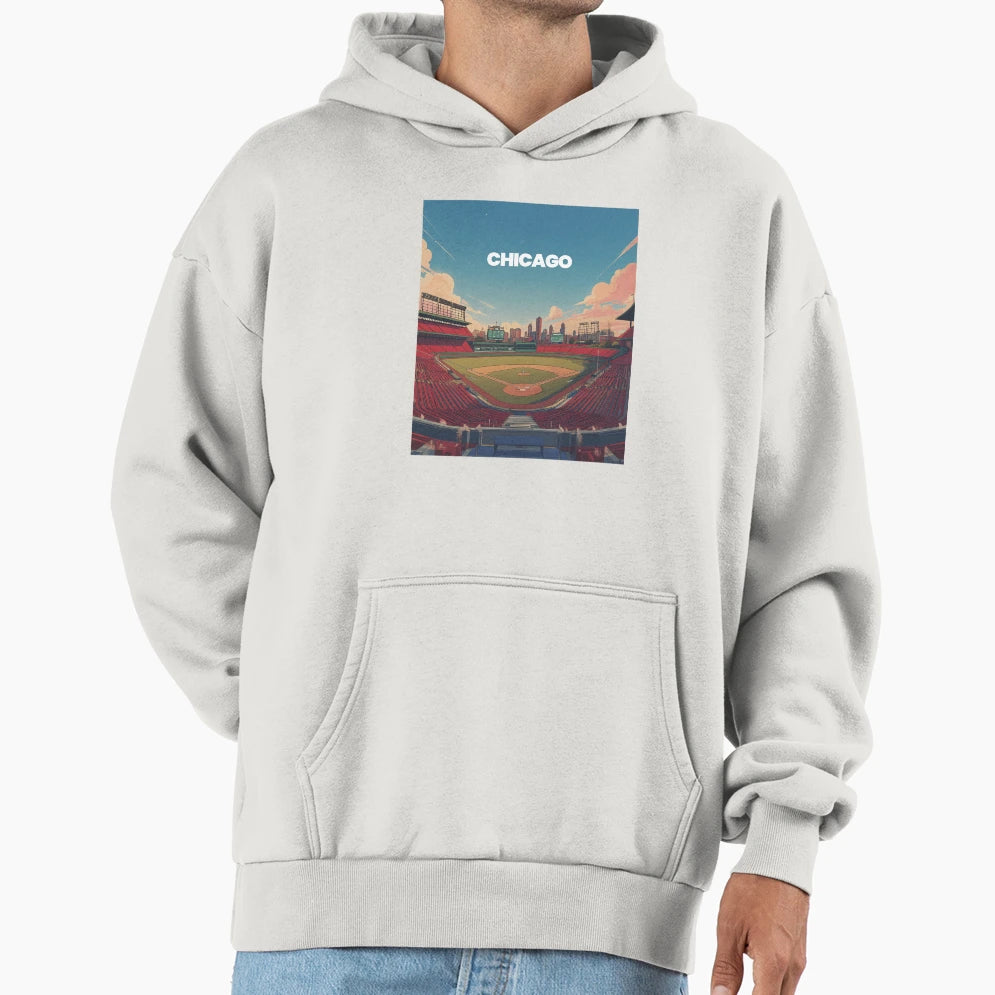 Chicago City Lights Ballpark Minimalist Hoodie - Streetwear Style Unisex - T-Shirt, Sweatshirt, Hoodie