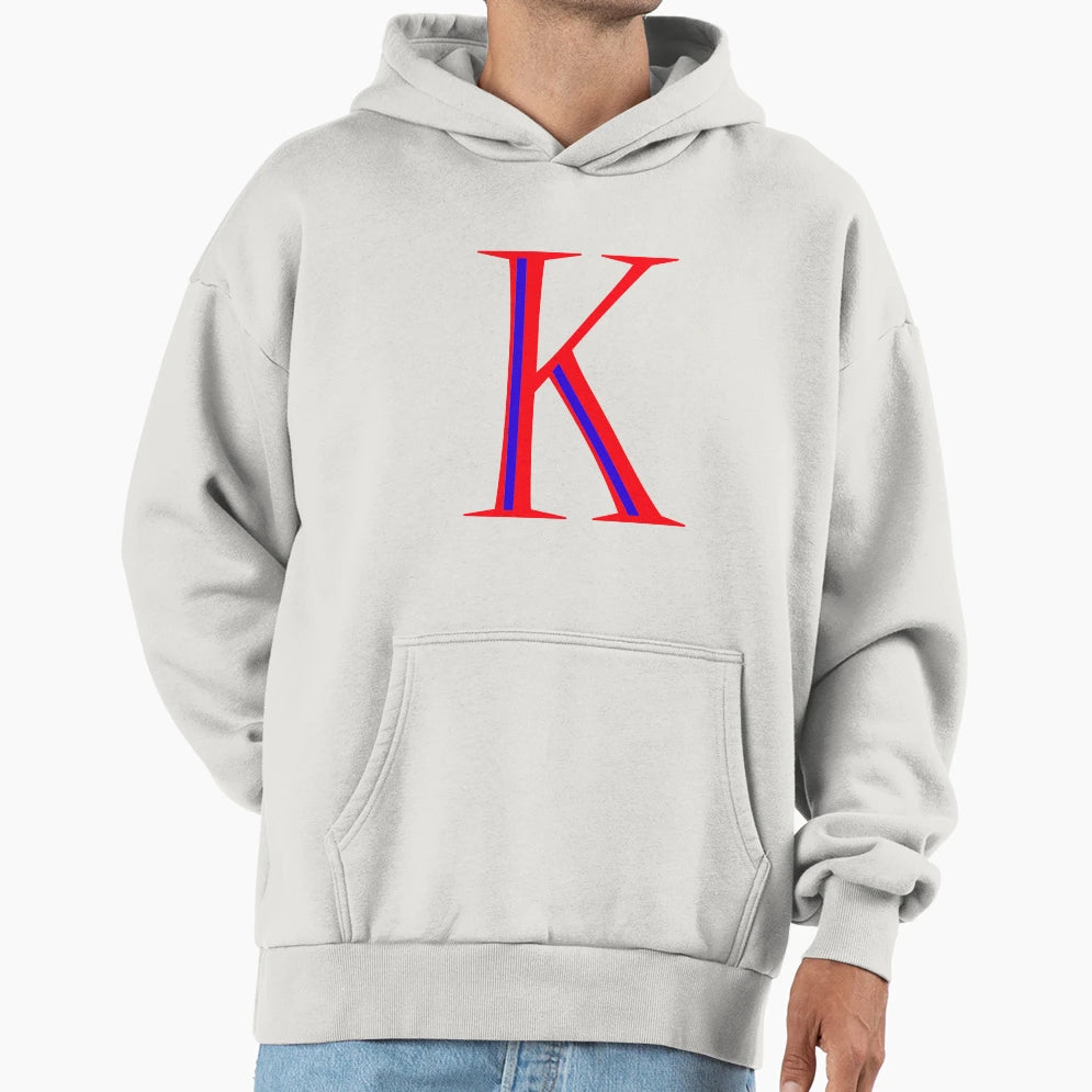 Letter K Red And Blue Color Hoodie - Aesthetic Graphic Unisex - T-Shirt, Sweatshirt, Hoodie
