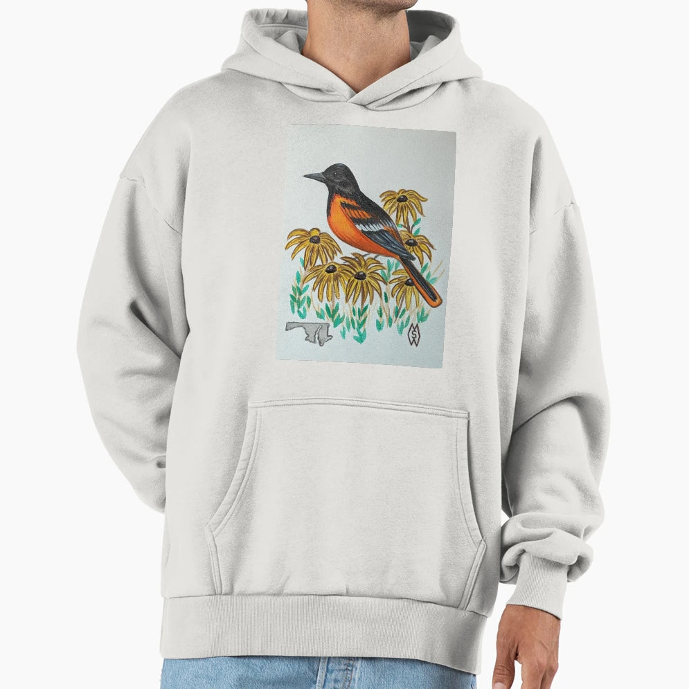 Maryland State Bird And Flower Baltimore Hoodie - Aesthetic Graphic Unisex - T-Shirt, Sweatshirt, Hoodie