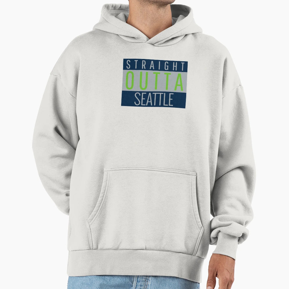 Straight Outta Seattle Football Hoodie - Aesthetic Graphic Men Women - T-Shirt, Sweatshirt, Hoodie