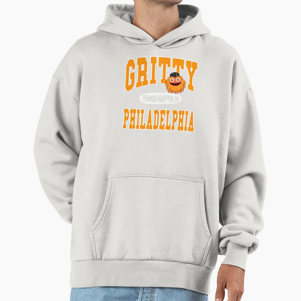 Gritty Things Happen Philadelphia Hoodie - Custom Art Print Unisex - T-Shirt, Sweatshirt, Hoodie