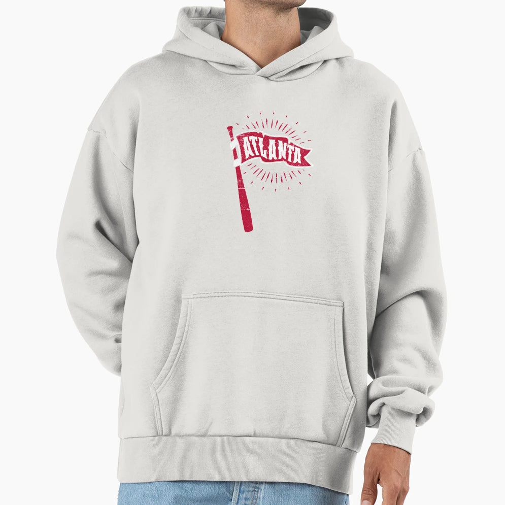 Atlanta Baseball Pennant And Bat Hoodie - Custom Art Print for Adults - T-Shirt, Sweatshirt, Hoodie