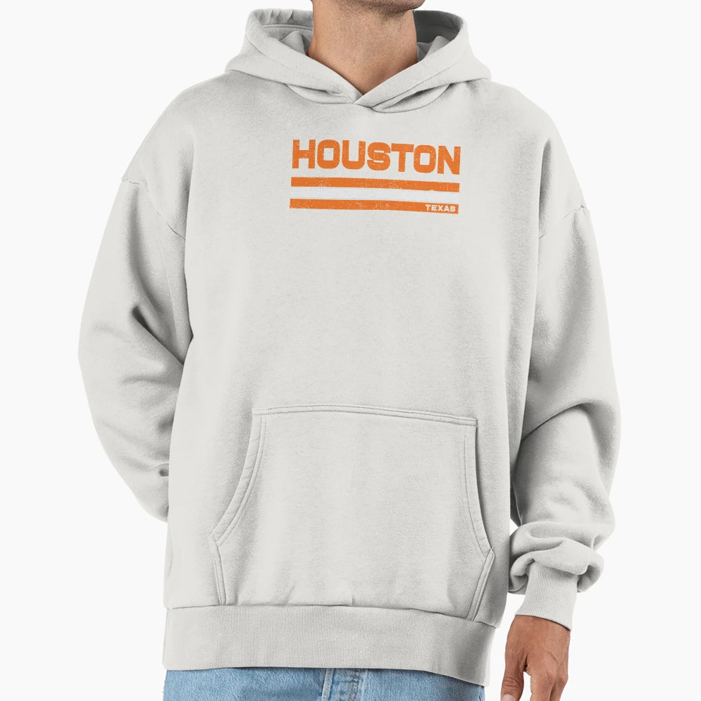 Houston Baseball Stripe Hoodie - Minimalist Print Men Women - T-Shirt, Sweatshirt, Hoodie