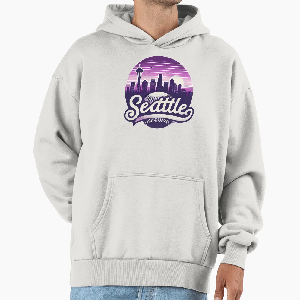 Purple Seattle City Baseball Hoodie - Graphic Print for Adults - T-Shirt, Sweatshirt, Hoodie