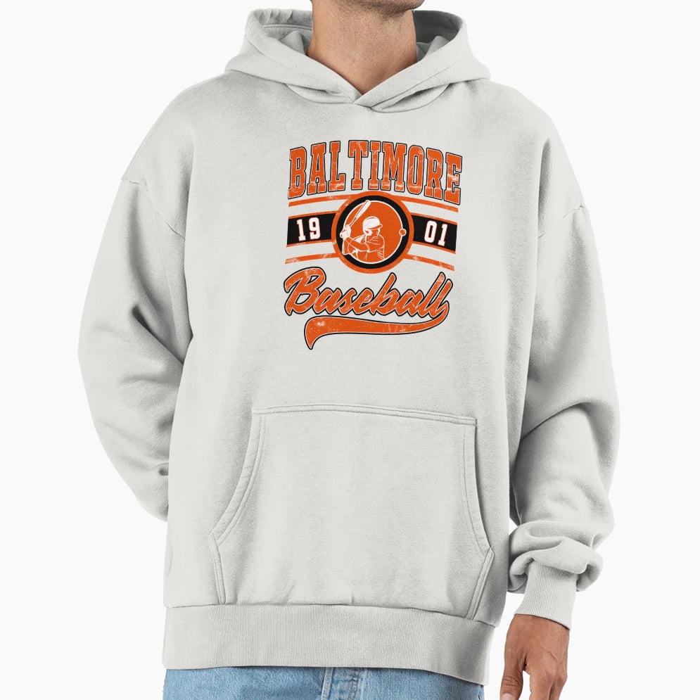 Baltimore Baseball Hoodie - Unique Graphic for Adults - T-Shirt, Sweatshirt, Hoodie