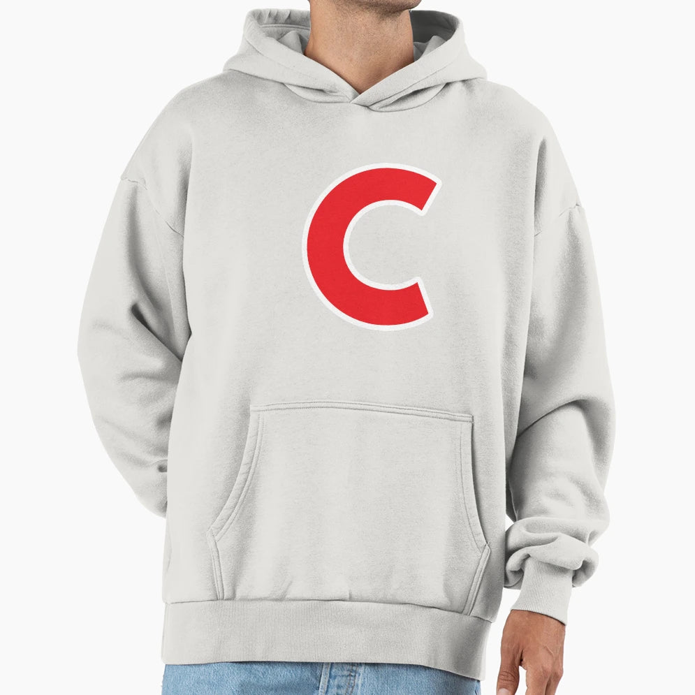 C Initial Letter C Red And White Hoodie - Custom Art Print Men Women - T-Shirt, Sweatshirt, Hoodie