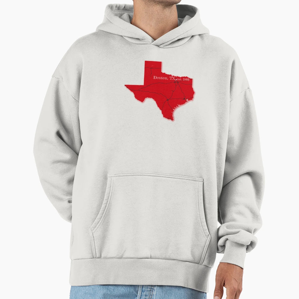 Denton Tx Red Hoodie - Novelty Apparel Men Women - T-Shirt, Sweatshirt, Hoodie