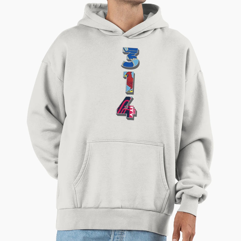 Area Code St Louis Stl Vertical Version Hoodie - Novelty Apparel Unisex - T-Shirt, Sweatshirt, Hoodie