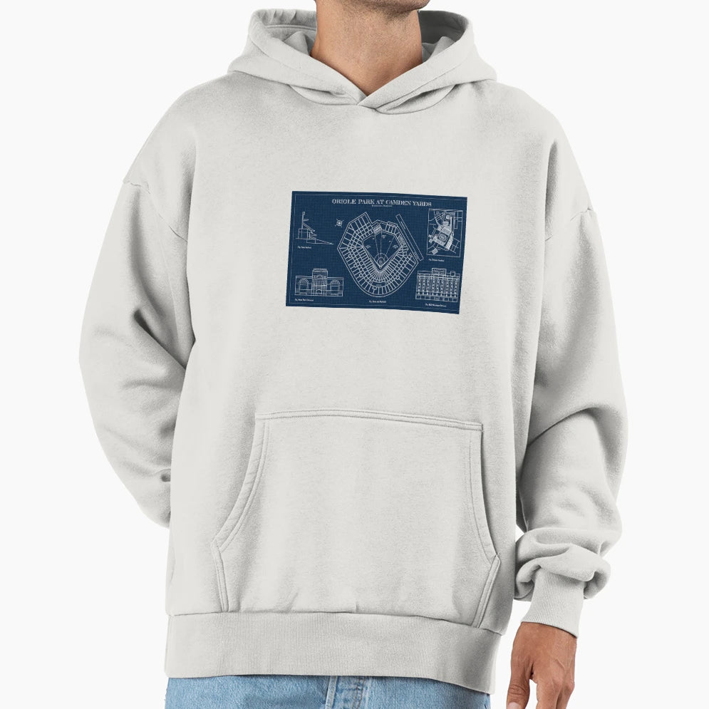 Oriole Park Camden Yards Navy Hoodie - Custom Art Print for Adults - T-Shirt, Sweatshirt, Hoodie