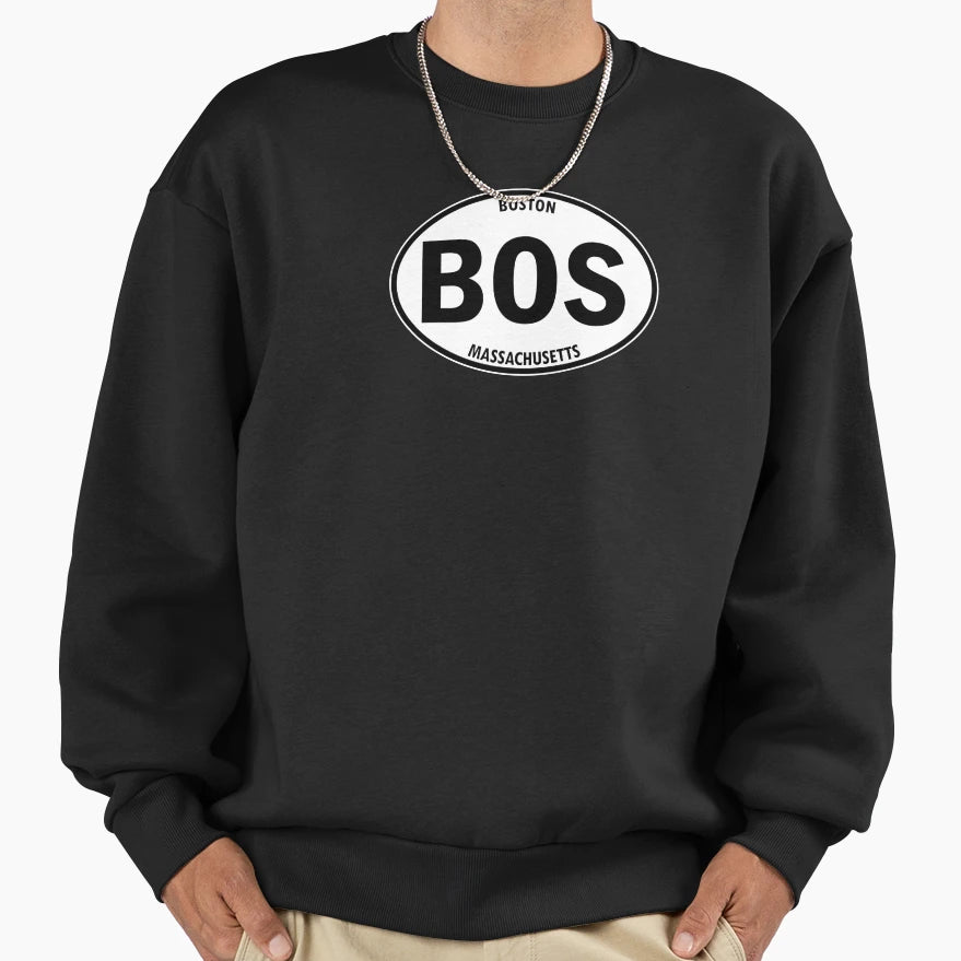 Bos Boston Massachusetts Oval Sweatshirt - Novelty Apparel for Adults - T-Shirt, Sweatshirt, Hoodie