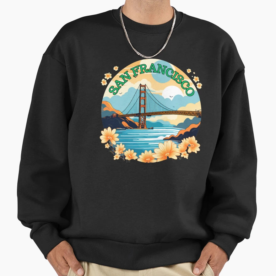 Golden Gate Bridge San Francisco Sweatshirt - Custom Art Print Unisex - T-Shirt, Sweatshirt, Hoodie