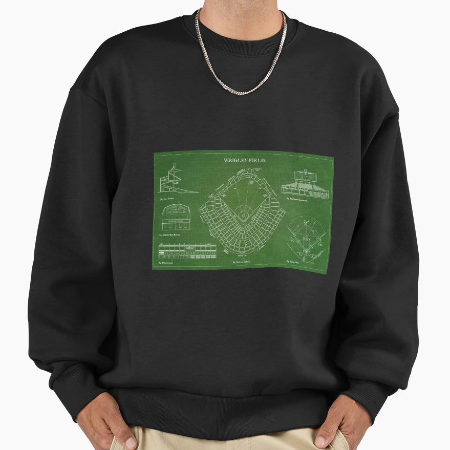 Wrigley Field Green Version Sweatshirt - Novelty Apparel Men Women - T-Shirt, Sweatshirt, Hoodie