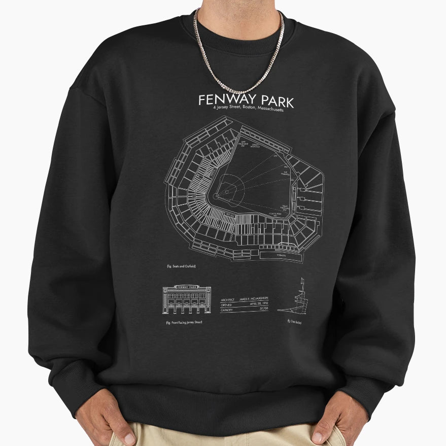 Fenway Park Vertical White Sweatshirt - Casual Everyday Wear Unisex - T-Shirt, Sweatshirt, Hoodie