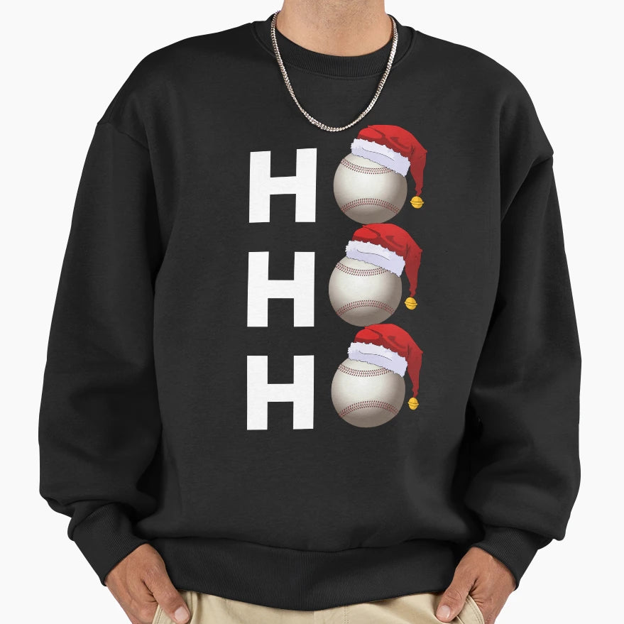 Baseball Ball Santa Hat Funny Sport Sweatshirt - Graphic Print Unisex - T-Shirt, Sweatshirt, Hoodie