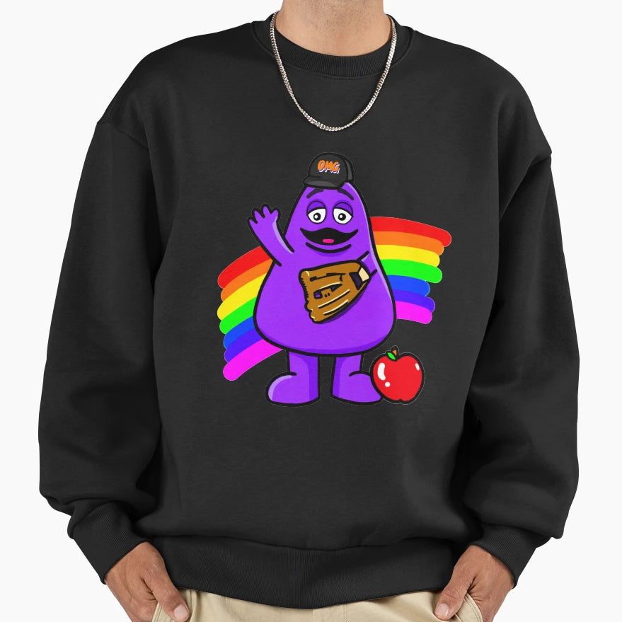 Rainbow Baseball Grimace Sweatshirt - Fun Novelty Design Men Women - T-Shirt, Sweatshirt, Hoodie