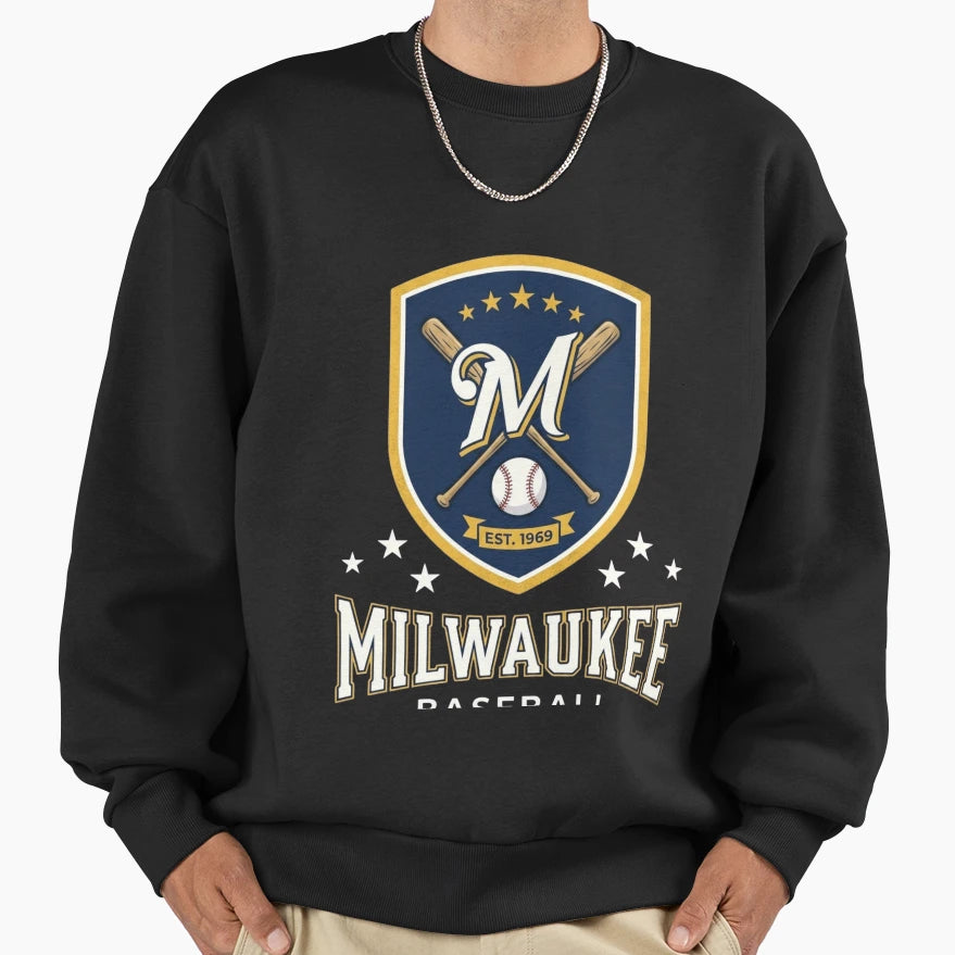 Milwaukee Baseball Sweatshirt - Custom Art Print for Adults - T-Shirt, Sweatshirt, Hoodie